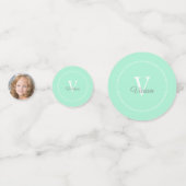 Magische Mint Monogram Foto Verjaardag Confetti (Achterkanten)