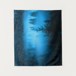 Magische mist in sneeuwsparrenbos wandkleed