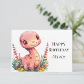 Magische moderne dinosaurus verjaardag kaart (Staand voorkant)
