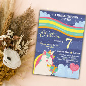 Magische moderne eenhoorn regenboog sterren 7e ver kaart