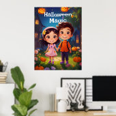 Magische Momenten van Halloween Tuin AI Generatief Poster (Thuiskantoor)