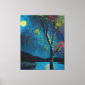 Magische Moon River Tree in olieverfschilderstijl Canvas Afdruk (Voorkant)