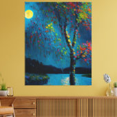 Magische Moon River Tree in olieverfschilderstijl Canvas Afdruk (Insitu (Woonkamer))