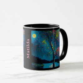 Magische Moon River Tree in olieverfschilderstijl Mok