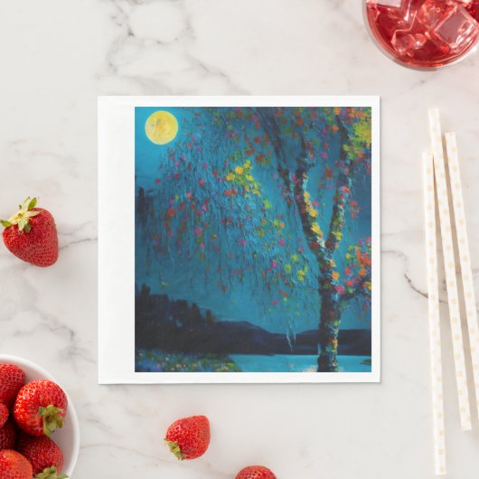 Magische Moon River Tree in olieverfschilderstijl Servet (Insitu)