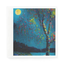 Magische Moon River Tree in olieverfschilderstijl