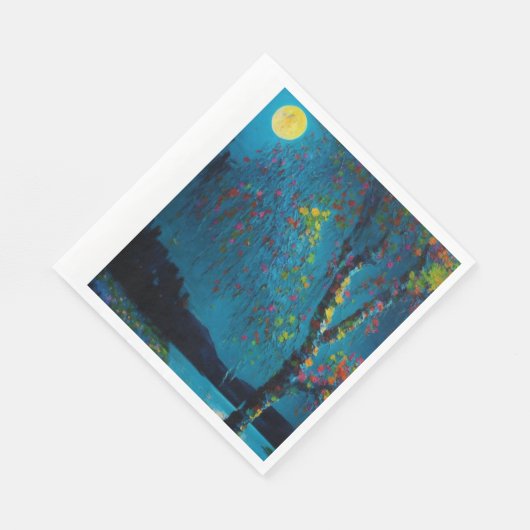 Magische Moon River Tree in olieverfschilderstijl Servet (Hoek)