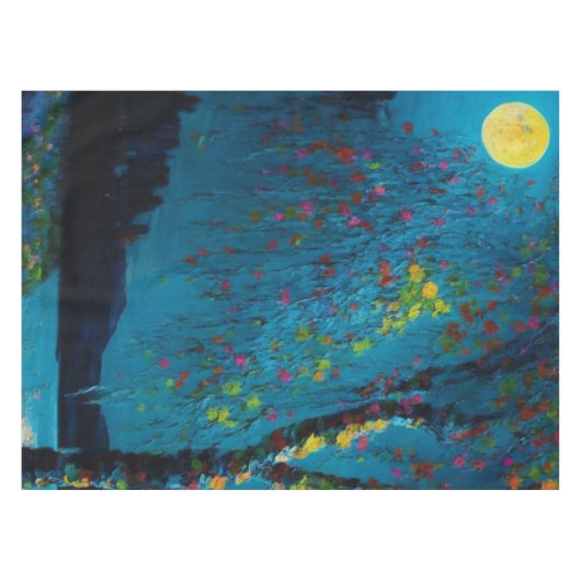 Magische Moon River Tree in olieverfschilderstijl Tafelkleed (Voorkant (Horizontaal))