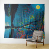 Magische Moon River Tree in olieverfschilderstijl Wandkleed (In Situ (horizontaal))