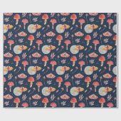 Magische mot en paddenstoelpatroon. Woodland nacht Cadeaupapier (Vlak)