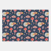 Magische mot en paddenstoelpatroon. Woodland nacht Inpakpapier Vel (Voorkant 2)