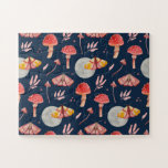 Magische mot en paddenstoelpatroon. Woodland nacht Legpuzzel<br><div class="desc">Magische nachtmot en houten paddenstoelenpatroon puzzel.</div>