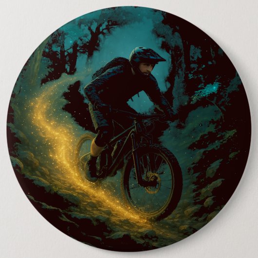 Magische Mountain Biking Adventure Trail Scene Ronde Button 6,0 Cm (Voorkant)