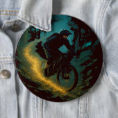 Magische Mountain Biking Adventure Trail Scene Ronde Button 6,0 Cm (In situ)