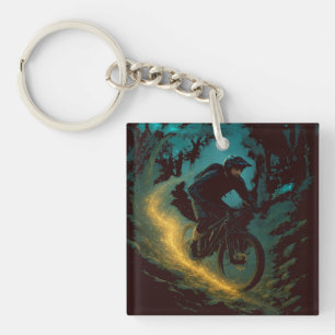 Magische Mountain Biking Adventure Trail Scene Sleutelhanger
