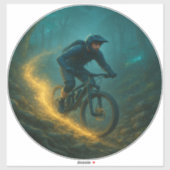Magische Mountain Biking Adventure Trail Scene Sticker (Vel)