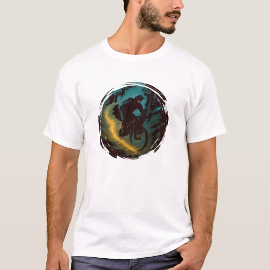 Magische Mountain Biking Adventure Trail Scene T-shirt (Voorkant)