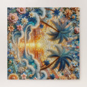 Magische Mozaïek Tropische Oceaan Zonsondergang Legpuzzel (Horizontaal)