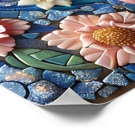 Magische Mozaïek Tropische Oceaan Zonsondergang Poster (Hoek)