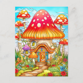Magische Mushroom House Illustratie Briefkaart