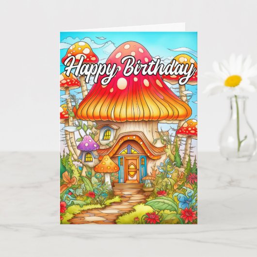 Magische Mushroom House Illustratie Kaart (Kleine Plant)