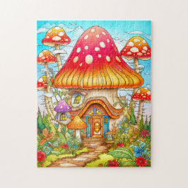 Magische Mushroom House Illustratie Legpuzzel