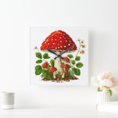 MAGISCHE MUSHROOM wandklok, 27,3 cm vierkant acryl Vierkante Klok (Huis)