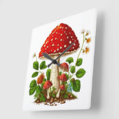 MAGISCHE MUSHROOM wandklok, 27,3 cm vierkant acryl Vierkante Klok (Hoek)