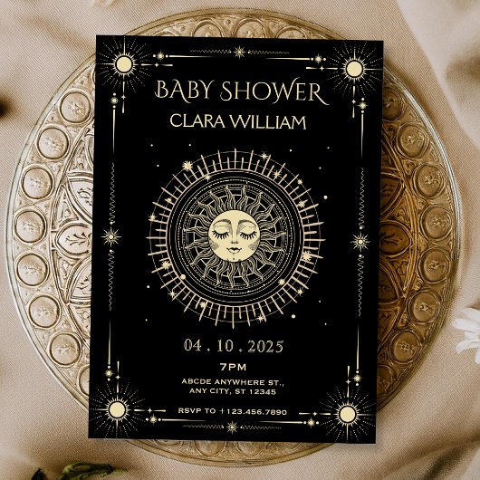 Magische mystieke tarot boho zon Baby Douche Kaart