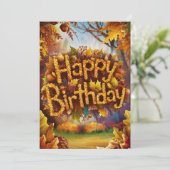 Magische Mystieke Warm Herfst Herfst Happy Birthda Kaart (Staand voorkant)