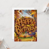 Magische Mystieke Warm Herfst Herfst Happy Birthda Kaart (Voorkant / Achterkant in situ)