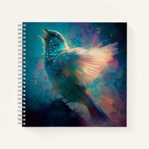 Magische mystische zangvogel die zijn lied zingt notitieboek