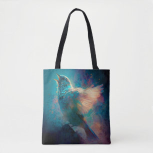 Magische mystische zangvogel die zijn lied zingt tote bag