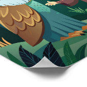 Magische nacht in het bos: jongen en uil poster (Hoek)