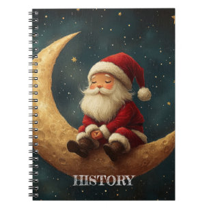 Magische Nacht met Halve Maan en Kerstman Notitieboek