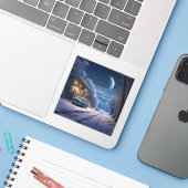 Magische nacht sticker (Laptop met iPhone)