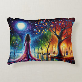 Magische nachtelijke hemel met gloeiende orbs lant accent kussen