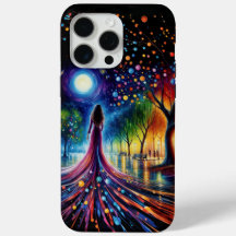 Magische nachtelijke hemel met gloeiende orbs lant