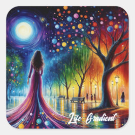 Magische nachtelijke hemel met gloeiende orbs lant vierkante sticker