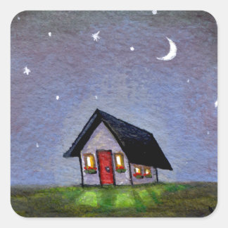 Magische nachtelijke kunst in de startende hemel, vierkante sticker