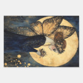 Magische nachtfee met bloemen onder gouden maan inpakpapier vel (Voorkant 3)