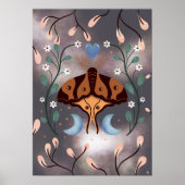Magische nachtmot en maan poster (Voorkant)