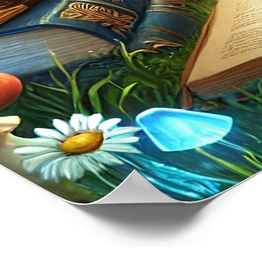Magische Natuur en oude boeken Poster (Hoek)