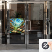 Magische Natuur en oude boeken Window Cling Raamsticker (Kantoordeur)