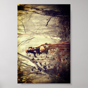 Magische Natuur Geest Vrouw, Herfst laat kunst Poster