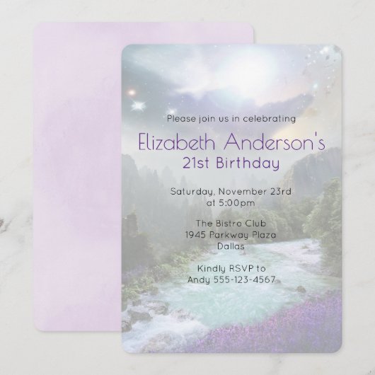 Magische Natuur Landschap Birthday Invite Kaart (Voorkant / Achterkant)
