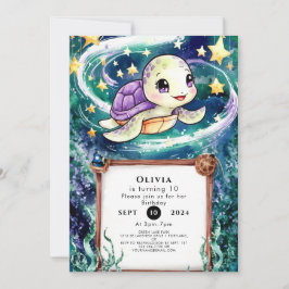 Magische Nautische Kinderen Schildpad Verjaardag Kaart