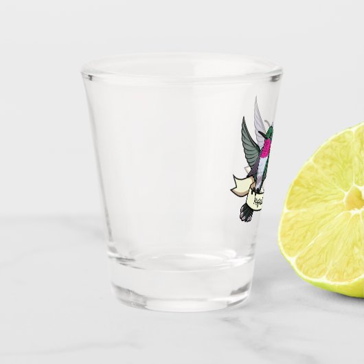 Magische Nectar Schattigee Kolibries met lint Shot Glas (Links)
