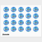 Magische Neon Blue Glow Pirate Ship Party Dank u Ronde Sticker (Vel)