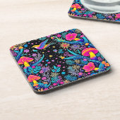 Magische Neon Forest Night Dream Design Bier Onderzetter (Linkerzijde)